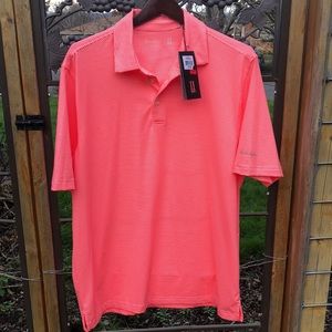 Walter Hagen 11 Majors salmon/white polyester blend polo size L